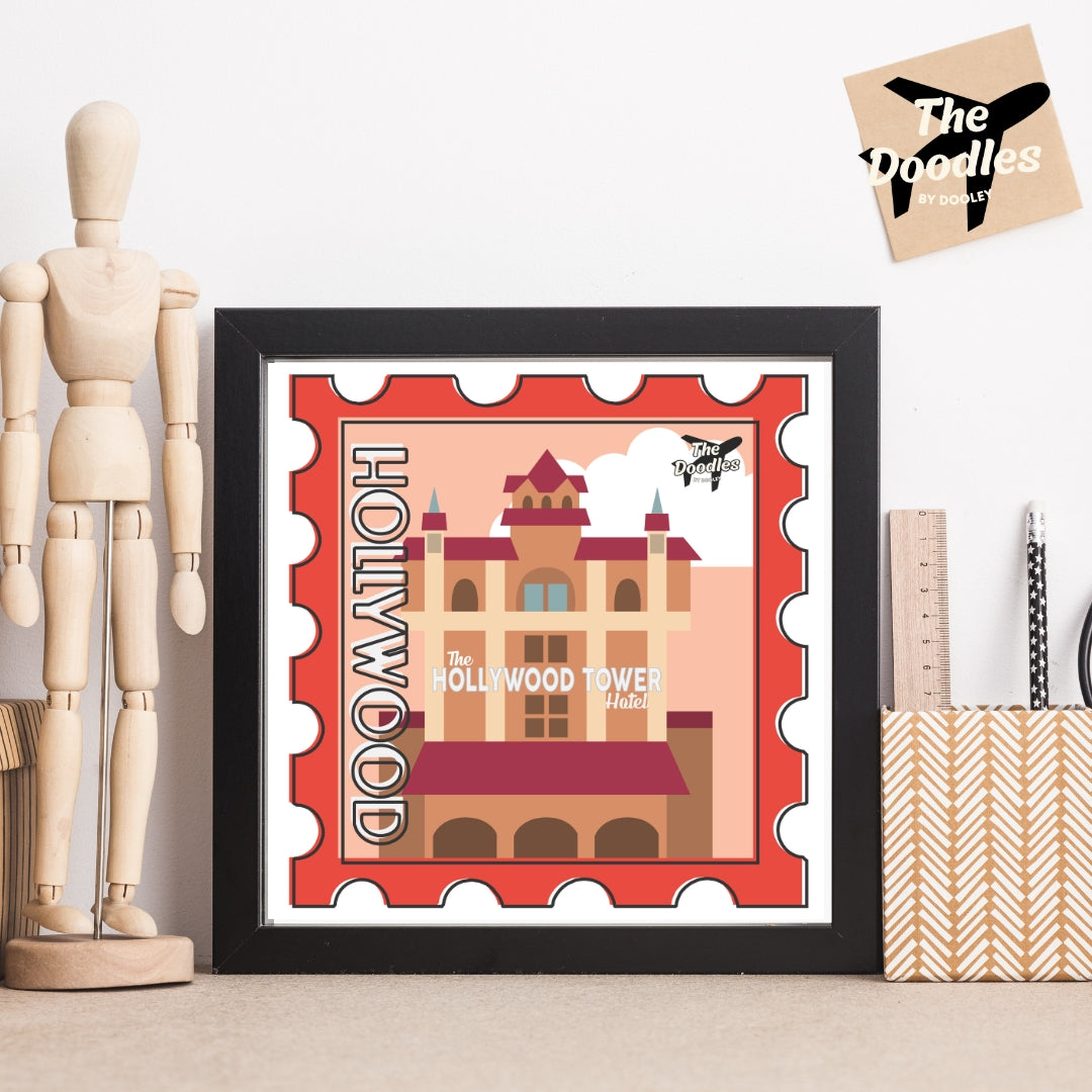 Hollywood Theme Park Postage Stamp Print