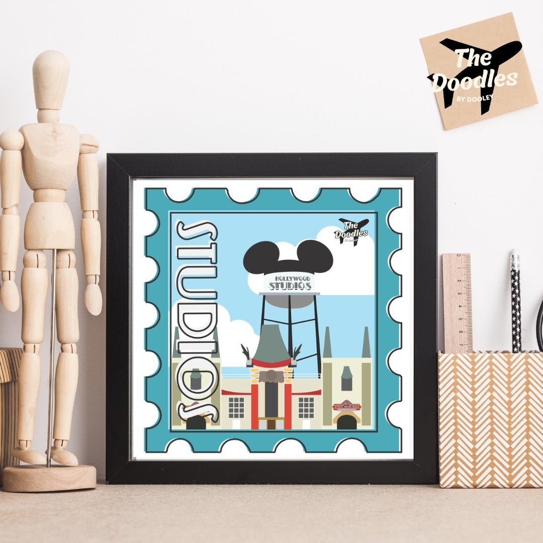 Studios Theme Park Postage Stamp Print