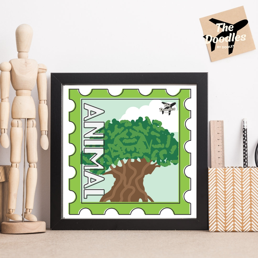 Animal Theme Park Postage Stamp Print