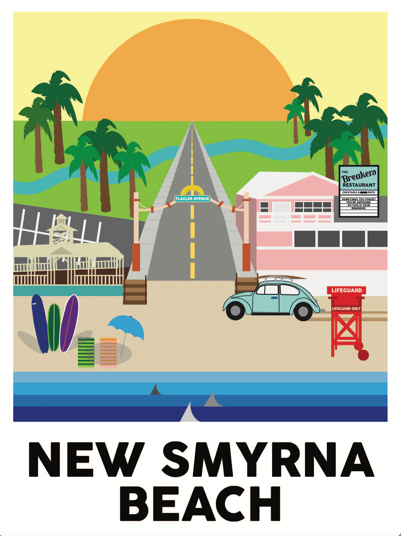 Flagler Ave. New Smyrna Beach Poster